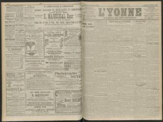 4 vues - L\'Yonne, journal du département, n° 20, lundi 25 janvier 1909 (ouvre la visionneuse)