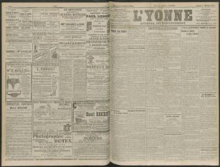 4 vues - L\'Yonne, journal du département, n° 32, lundi 8 février 1909 (ouvre la visionneuse)