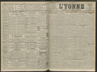 4 vues - L\'Yonne, journal du département, n° 74, mardi 30 mars 1909 (ouvre la visionneuse)