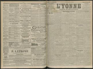 4 vues - L\'Yonne, journal du département, n° 83, vendredi 9 avril 1909 (ouvre la visionneuse)