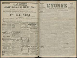 4 vues - L\'Yonne, journal du département, n° 85, mardi 13 avril 1909 (ouvre la visionneuse)