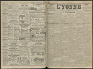 4 vues - L\'Yonne, journal du département, n° 91, mercredi 21 avril 1909 (ouvre la visionneuse)