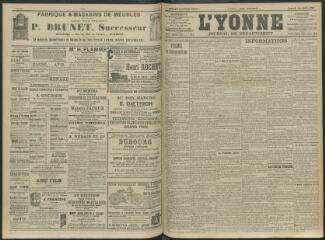 4 vues - L\'Yonne, journal du département, n° 95, samedi 24 avril 1909 (ouvre la visionneuse)