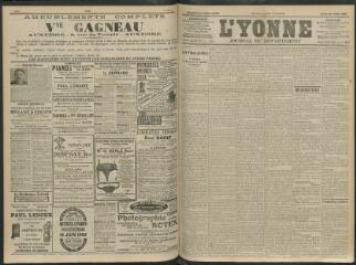 4 vues - L\'Yonne, journal du département, n° 96, lundi 26 avril 1909 (ouvre la visionneuse)