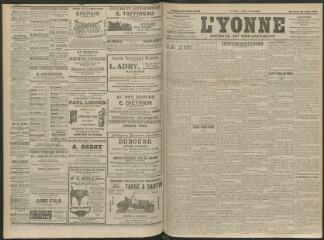 4 vues - L\'Yonne, journal du département, n° 98, mercredi 28 avril 1909 (ouvre la visionneuse)