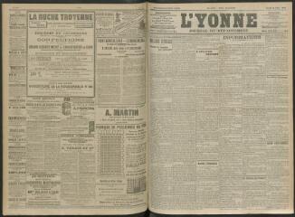 4 vues - L\'Yonne, journal du département, n° 127, jeudi 3 juin 1909 (ouvre la visionneuse)