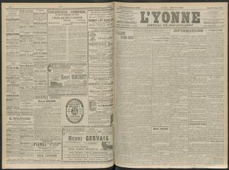 4 vues - L\'Yonne, journal du département, n° 131, mardi 8 juin 1909 (ouvre la visionneuse)