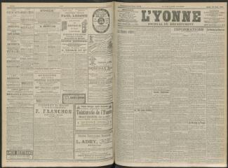 4 vues - L\'Yonne, journal du département, n° 133, jeudi 10 juin 1909 (ouvre la visionneuse)