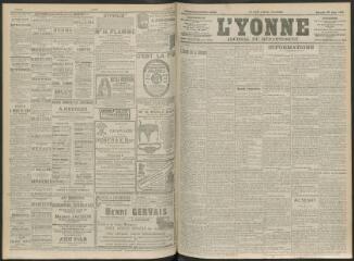 4 vues - L\'Yonne, journal du département, n° 135, samedi 12 juin 1909 (ouvre la visionneuse)