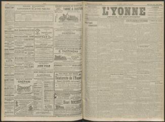 4 vues - L\'Yonne, journal du département, n° 144, mercredi 23 juin 1909 (ouvre la visionneuse)