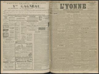 4 vues - L\'Yonne, journal du département, n° 153, samedi 3 juillet 1909 (ouvre la visionneuse)