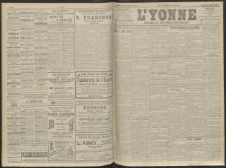 4 vues - L\'Yonne, journal du département, n° 157, jeudi 8 juillet 1909 (ouvre la visionneuse)