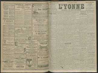 4 vues - L\'Yonne, journal du département, n° 166, mardi 20 juillet 1909 (ouvre la visionneuse)