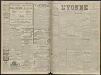 4 vues - L\'Yonne, journal du département, n° 206, lundi 6 septembre 1909 (ouvre la visionneuse)