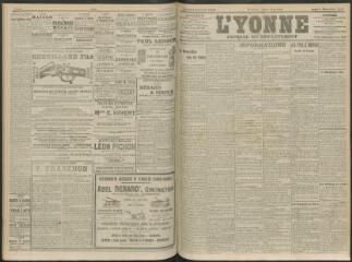 4 vues - L\'Yonne, journal du département, n° 209, jeudi 9 septembre 1909 (ouvre la visionneuse)