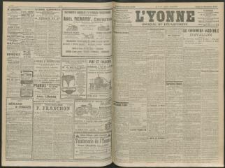 4 vues - L\'Yonne, journal du département, n° 212, lundi 13 septembre 1909 (ouvre la visionneuse)