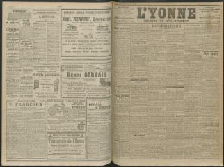 4 vues - L\'Yonne, journal du département, n° 218, lundi 20 septembre 1909 (ouvre la visionneuse)