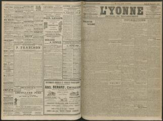 4 vues - L\'Yonne, journal du département, n° 221, jeudi 23 septembre 1909 (ouvre la visionneuse)