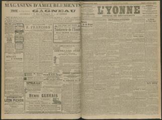 4 vues - L\'Yonne, journal du département, n° 283, lundi 6 décembre 1909 (ouvre la visionneuse)