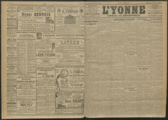4 vues - L\'Yonne, journal du département, n° 12, samedi 15 janvier 1910 (ouvre la visionneuse)