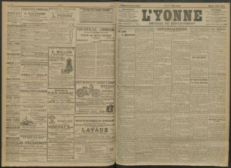 4 vues - L\'Yonne, journal du département, n° 56, mardi 8 mars 1910 (ouvre la visionneuse)