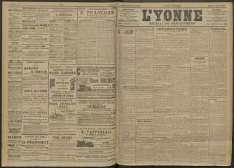 4 vues - L\'Yonne, journal du département, n° 58, jeudi 10 mars 1910 (ouvre la visionneuse)