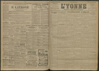 4 vues - L\'Yonne, journal du département, n° 59, vendredi 11 mars 1910 (ouvre la visionneuse)