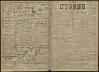 4 vues - L\'Yonne, journal du département, n° 72, samedi 26 mars 1910 (ouvre la visionneuse)