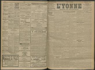 4 vues - L\'Yonne, journal du département, n° 121, jeudi 26 mai 1910 (ouvre la visionneuse)