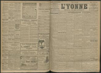 4 vues - L\'Yonne, journal du département, n° 125, mardi 31 mai 1910 (ouvre la visionneuse)