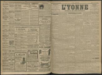 4 vues - L\'Yonne, journal du département, n° 130, mardi 7 juin 1910 (ouvre la visionneuse)
