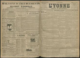 4 vues - L\'Yonne, journal du département, n° 140, samedi 18 juin 1910 (ouvre la visionneuse)