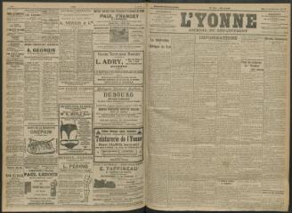 4 vues - L\'Yonne, journal du département, n° 143, mercredi 22 juin 1910 (ouvre la visionneuse)