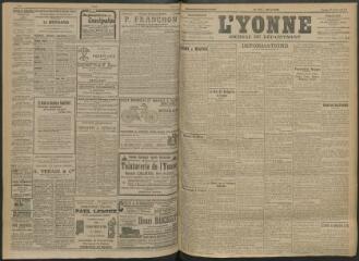 4 vues - L\'Yonne, journal du département, n° 147, lundi 27 juin 1910 (ouvre la visionneuse)