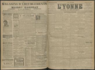 4 vues - L\'Yonne, journal du département, n° 153, lundi 4 juillet 1910 (ouvre la visionneuse)