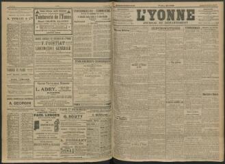 4 vues - L\'Yonne, journal du département, n° 162, vendredi 15 juillet 1910 (ouvre la visionneuse)