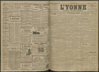4 vues - L\'Yonne, journal du département, n° 165, mardi 19 juillet 1910 (ouvre la visionneuse)