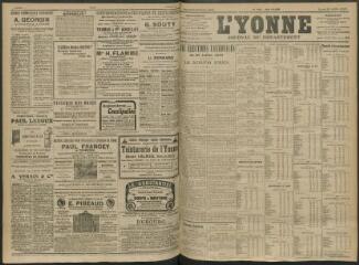 4 vues - L\'Yonne, journal du département, n° 170, lundi 25 juillet 1910 (ouvre la visionneuse)