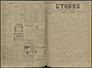 4 vues - L\'Yonne, journal du département, n° 187, mardi 16 août 1910 (ouvre la visionneuse)