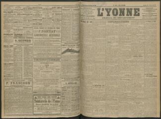 4 vues - L\'Yonne, journal du département, n° 195, jeudi 25 août 1910 (ouvre la visionneuse)