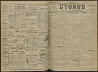 4 vues - L\'Yonne, journal du département, n° 196, vendredi 26 août 1910 (ouvre la visionneuse)