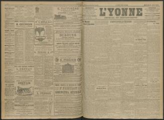 4 vues - L\'Yonne, journal du département, n° 200, mercredi 31 août 1910 (ouvre la visionneuse)