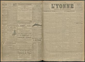 4 vues - L\'Yonne, journal du département, n° 201, jeudi 1 septembre 1910 (ouvre la visionneuse)