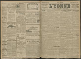4 vues - L\'Yonne, journal du département, n° 203, samedi 3 septembre 1910 (ouvre la visionneuse)