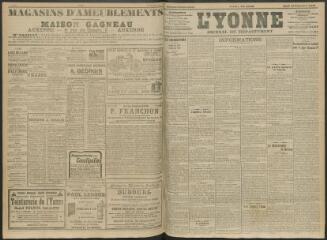 4 vues - L\'Yonne, journal du département, n° 210, lundi 12 septembre 1910 (ouvre la visionneuse)
