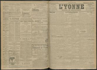 4 vues - L\'Yonne, journal du département, n° 218, mercredi 21 septembre 1910 (ouvre la visionneuse)
