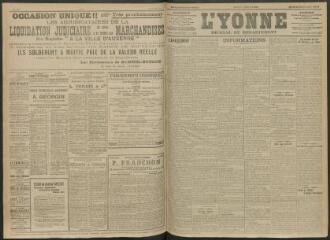 4 vues - L\'Yonne, journal du département, n° 219, jeudi 22 septembre 1910 (ouvre la visionneuse)