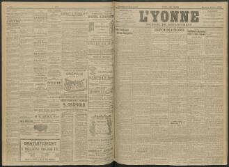 4 vues - L\'Yonne, journal du département, n° 235, mardi 11 octobre 1910 (ouvre la visionneuse)
