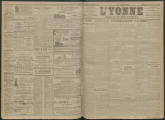 4 vues - L\'Yonne, journal du département, n° 261, vendredi 11 novembre 1910 (ouvre la visionneuse)