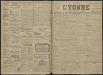 4 vues - L\'Yonne, journal du département, n° 268, samedi 19 novembre 1910 (ouvre la visionneuse)